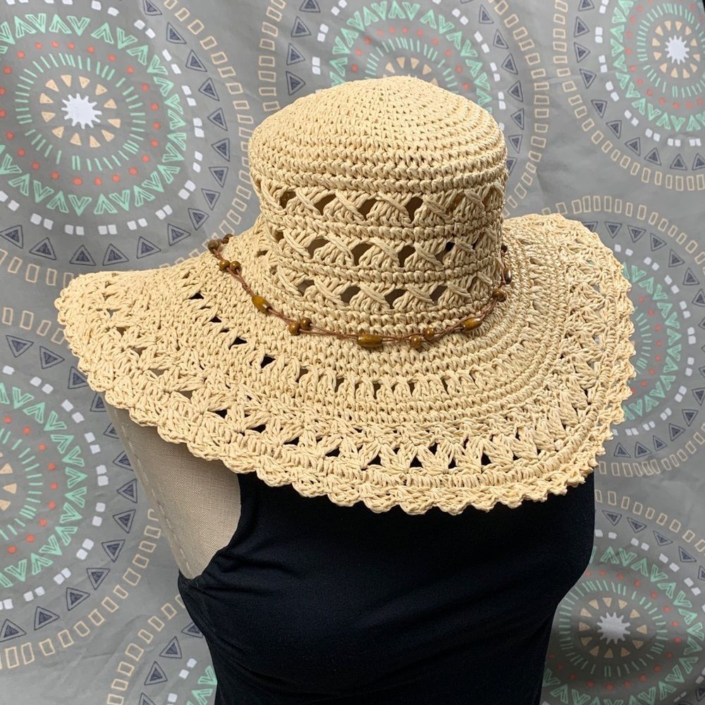 Lucky Brand Tan Crochet Sun Hat